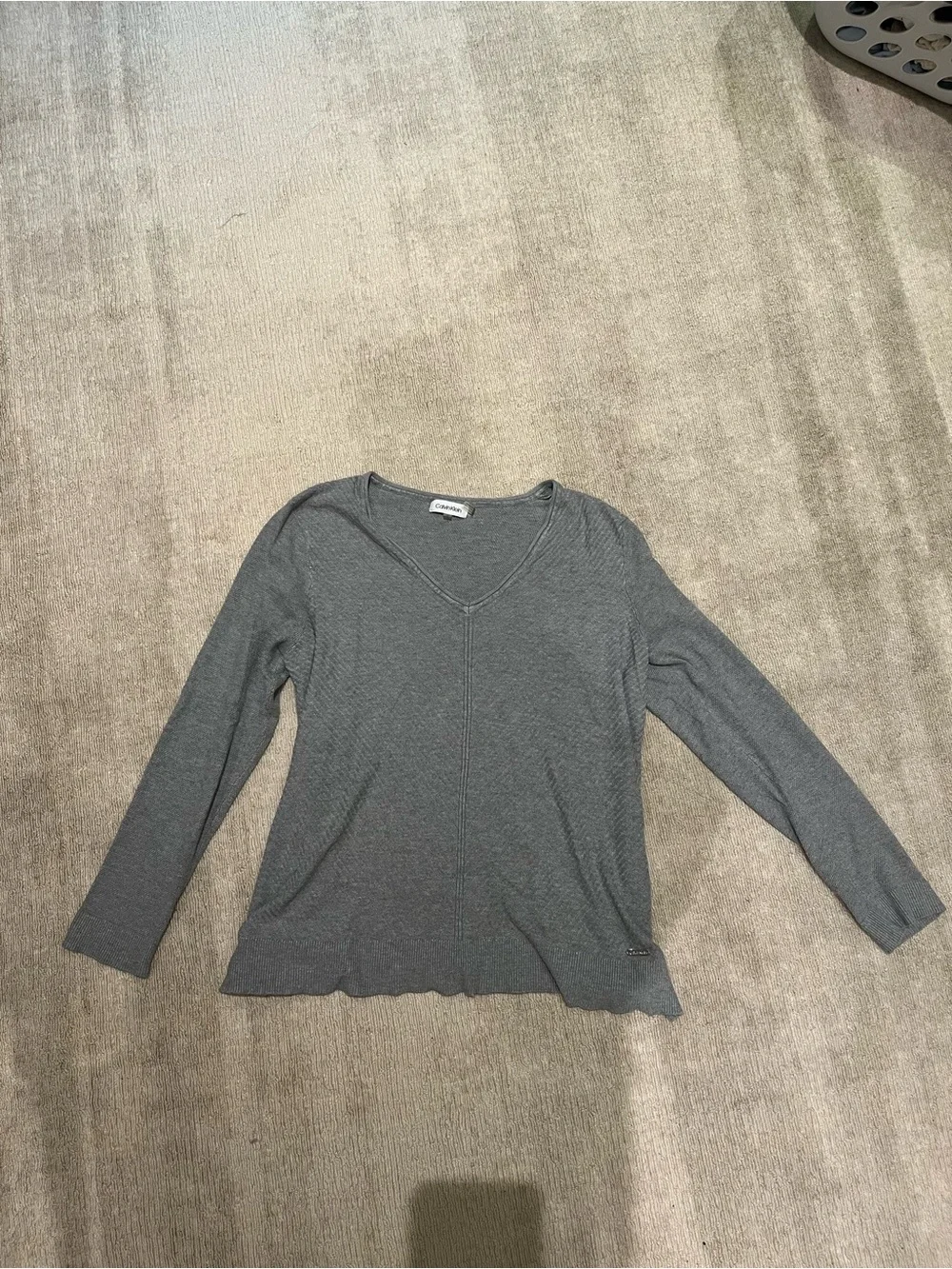 Gray V-Neck Long Sleeve sweater